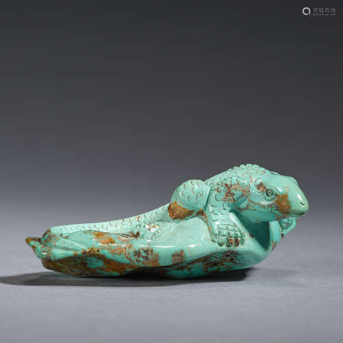 A turquoise carving of 'lizard' ,Qing dynasty