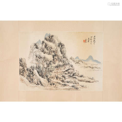 Huang Binhong (1864 - 1955) , Landscape,ink and color on pap...