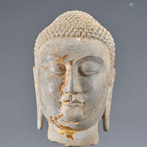 A stone head of Buddha,Sui dynasty