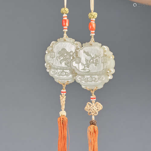 A pair of jade pendant,Qing dynasty