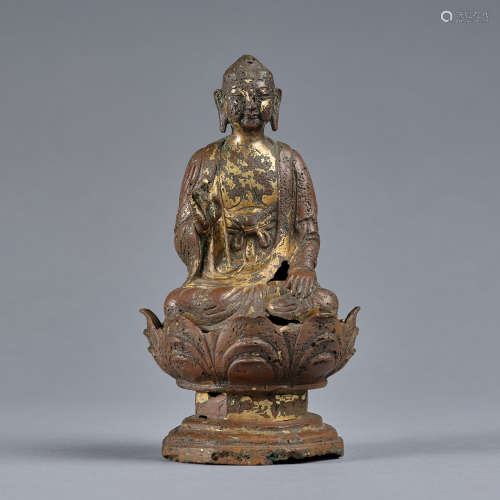 A gilt-copper alloy figure of sitting Buddha ,Liao dynasty