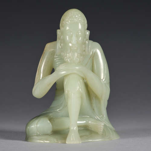 A jade figure of seated arhat, Qing dynasty
