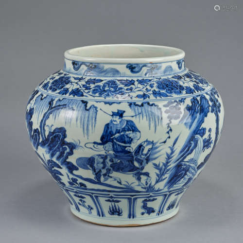 A blue and white 'figural' jar Yuan dynasty