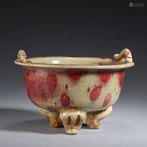 A fine red-splashed 'Junyao' incense burner, Song dynasty