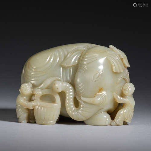 A jade carving of elephant,Qing dynasty