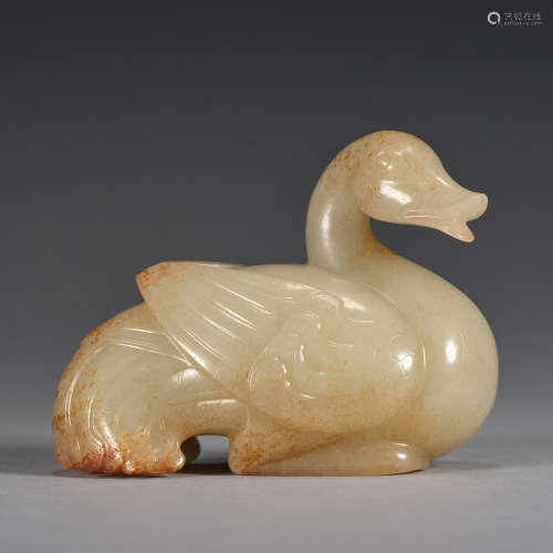 A jade carving of goose, Qing Dynasty