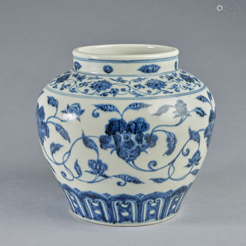 A blue and white 'lotus' jar,Yuan dynasty