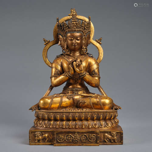 A finely gilt-copper alloy figure of Buddha ,Qing Dynasty