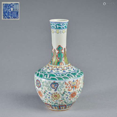 An exceptionally rare doucai vase, Seal mark and period of Q...