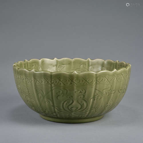 A rare large 'longquan' celadon-glazed 'peony' bowl ,diamete...