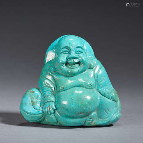 A turquoise carving of Maitreya, Qing Dynasty