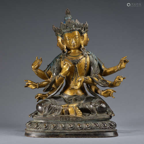 A gilt-copper alloy figure of Buddha ,Qing Dynasty