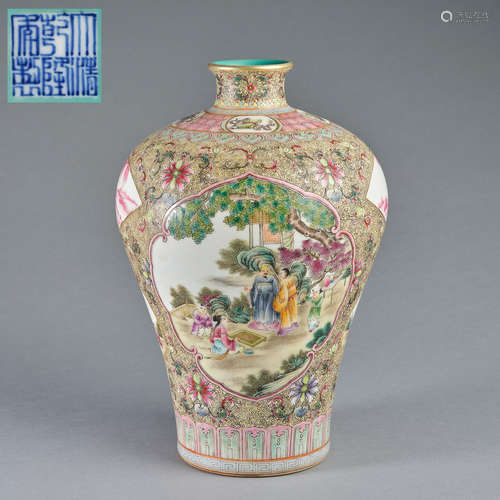 A famille-rose 'figural' vase, Qing dynasty,Qianlong