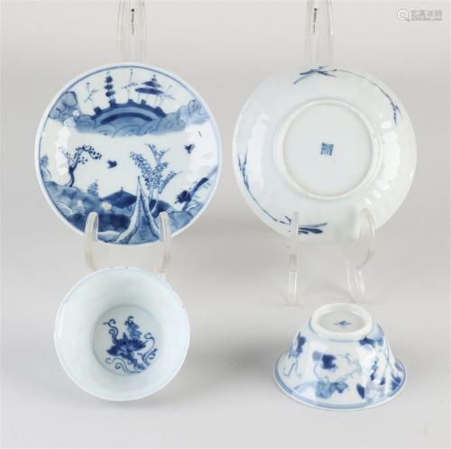 Two 18th century Chinese cups + saucers