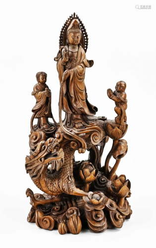 Antique Chinese Quan Yin figure group