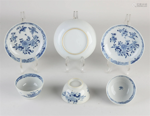 Three 18th century Chinese cups and saucers