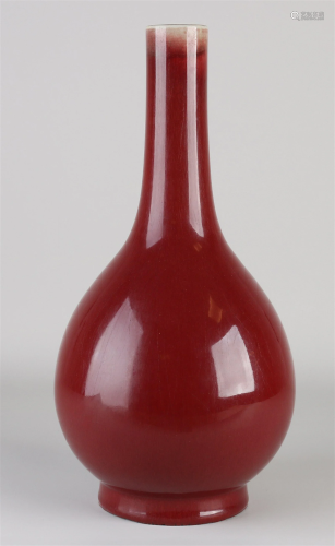 Sang de Boeuf pipe vase, H 38 cm.