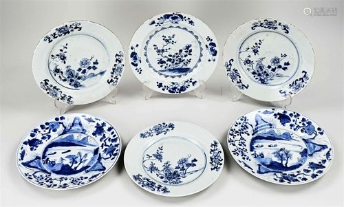 Six 18th century Chinese plates Ã˜ 22.5 cm.