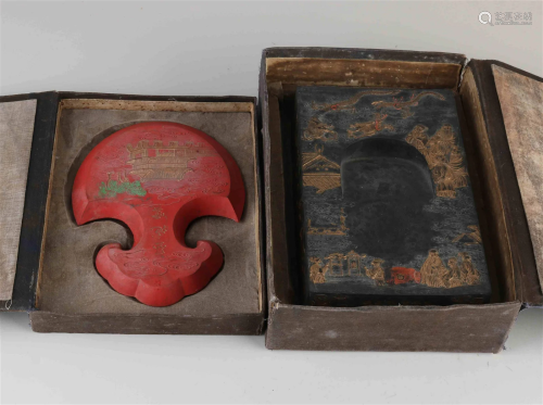 Two Chinese ink stones