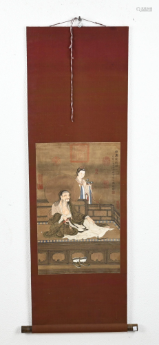 Chinese scroll painting, H 130 x W 44 cm.