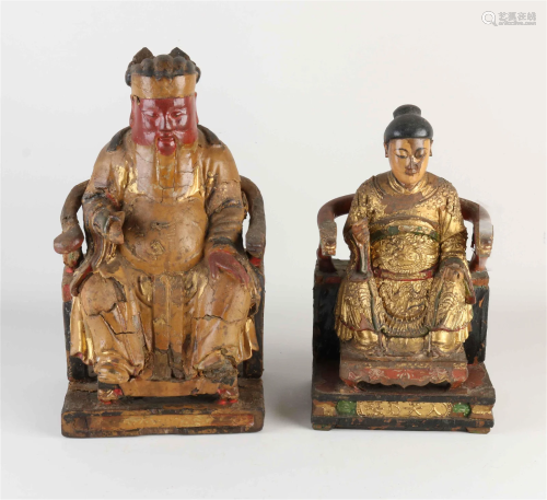 Two large antique temple figures