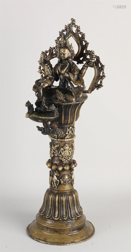 Nepalese oil lamp, H 43 cm.