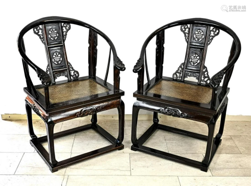 Two Chinese Horseshoe chairs