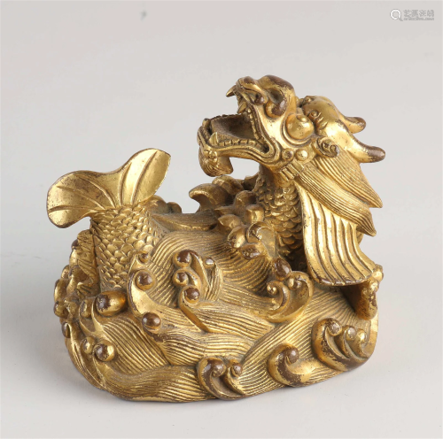 Chinese bronze fish with dragon head