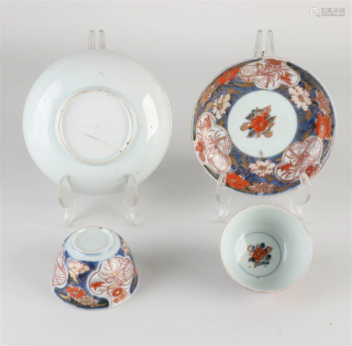 Two antique Imari cups + saucers