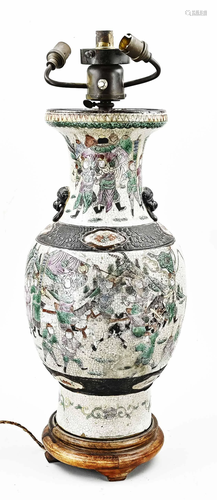 Antique Chinese Cantonese lamp base, H 60 cm.