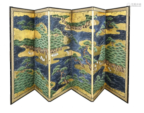 Large 18th - 19th century Japanese paravent (folding screen)