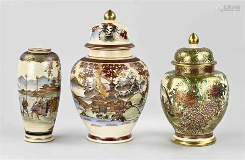 Three Japanese Satsuma vases