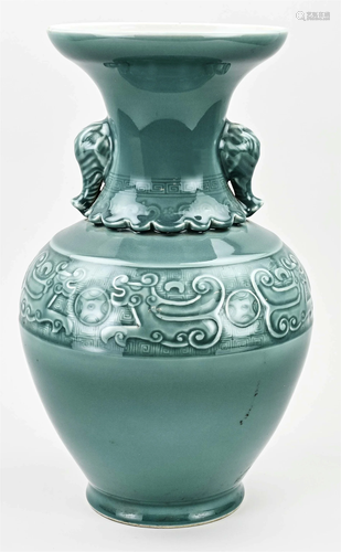 Chinese vase with relief decoration, H 39 cm.