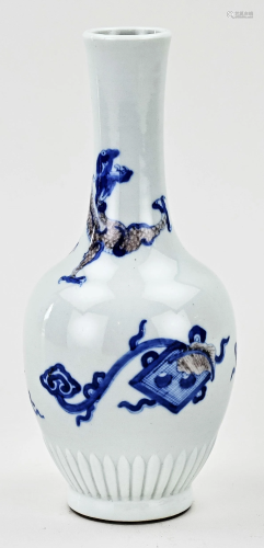 Chinese pipe vase, H 19 cm.
