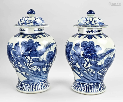 Two Chinese lidded pots, H 41 cm.