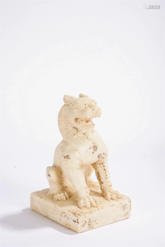 Antique Chinese White Marble Buddhist Lion
