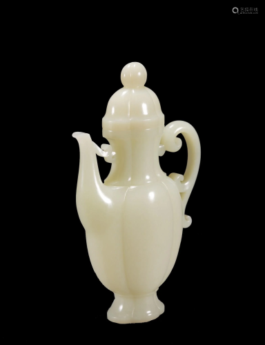 Qing Period Chinese Nephrite white jade Ewer