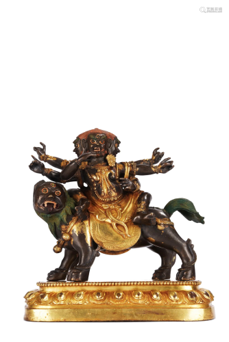 Tibetan Antique Gilt Bronze Palden Lhamo