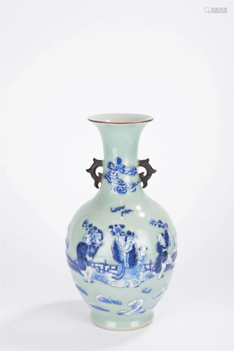 Qing Period Blue and White Slip Amphora