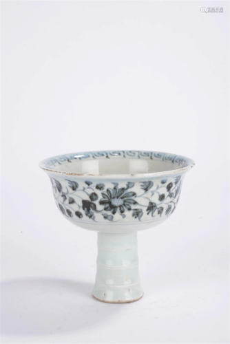 Chinese Ming Blue and White Stem Cup
