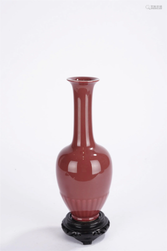 Chinese Minguo Peach Bloom Red Vase