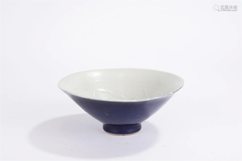 Chinese Antique Qing Blue-glazed Conical Hat Bowl