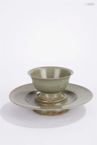 Chinese Celadon Antique Tea Cup and Stands