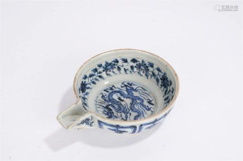 Chinese Antique Ming Blue and White Dragon Pattern Cup