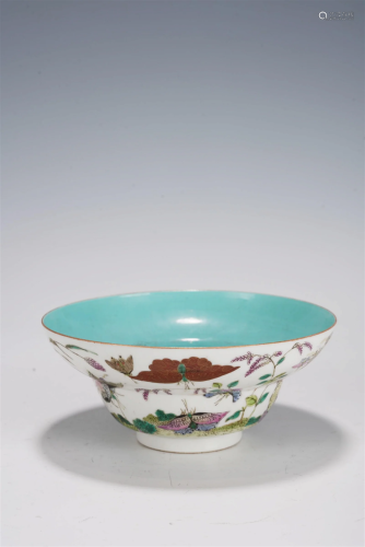 Chinese Qing Famille Rose Butterflies Bowl