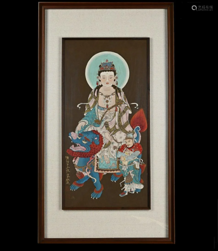 Chinese Watercolor Guanyin Painting