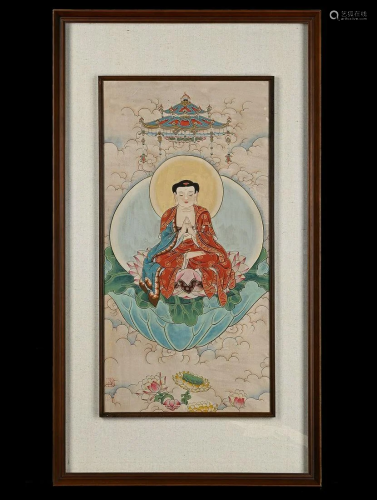 Chinese Watercolor Buddha Painting