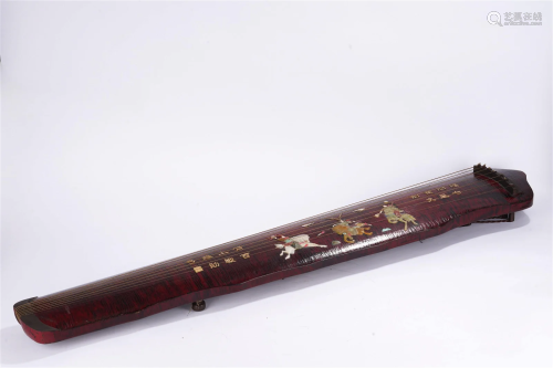 Chinese Antique Lacquered and Inset Wood Guqin