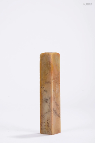 Qing Period Shoushan Stone Shallow Carved Landscape Seal