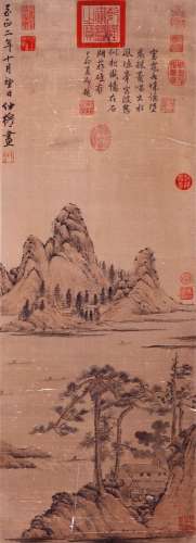 CHINESE SCROLL PAINTING OF MOUNTAIN VIEWS SIGNED BY ZHAO YON...